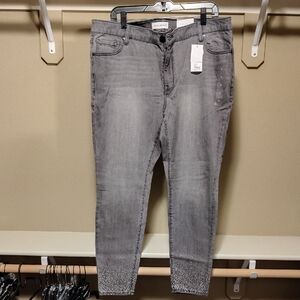 Lane Bryant Gray Skinny Jeans with Rhinestone Hem